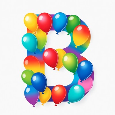 Colorful Balloons Forming Letter B