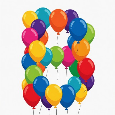 Number 8 Made of Colorful Balloons