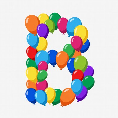 Letter B made of colorful balloons