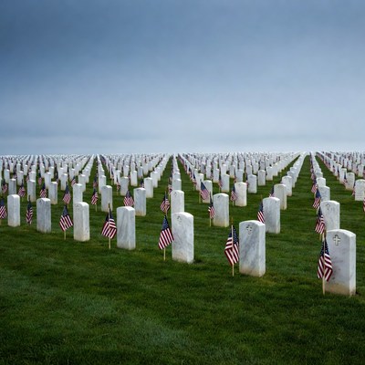 American Flags on Cemetery Graves