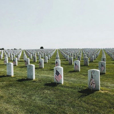 American Flags on Cemetery Graves