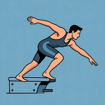 Man diving off swimming pool platform