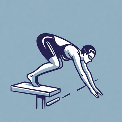 Woman diving from swimming pool starting block