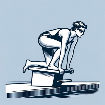 Woman swimmer diving board start
