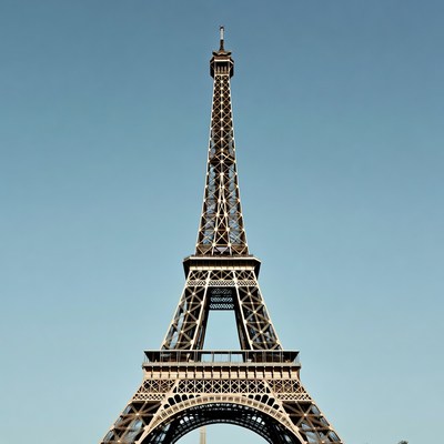 Eiffel Tower against blue sky