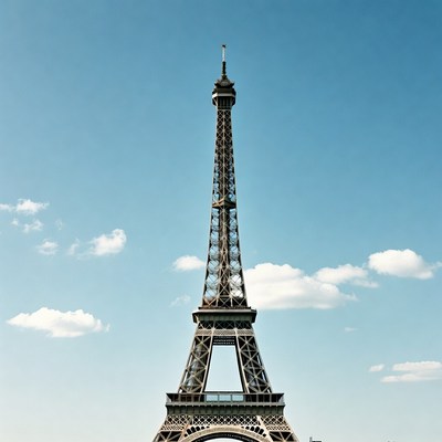 Eiffel Tower against blue sky