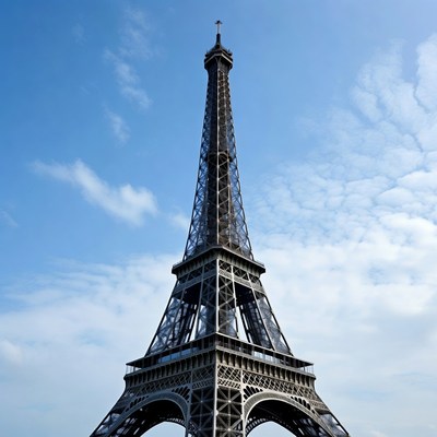 Eiffel Tower against blue sky