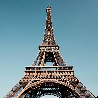 Eiffel Tower against blue sky