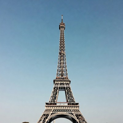 Eiffel Tower against blue sky