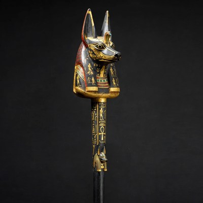 Anubis Staff on Black Background