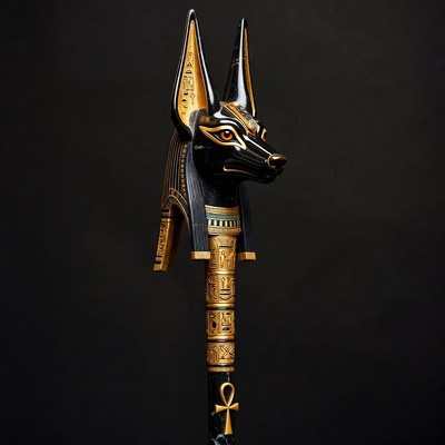 Anubis Staff on Black Background