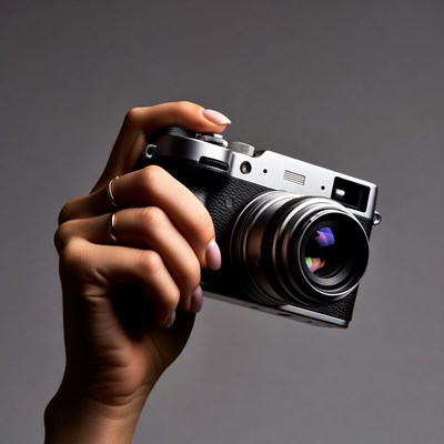 Woman's hand holding camera