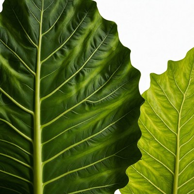 Large Green Leaves on White Background