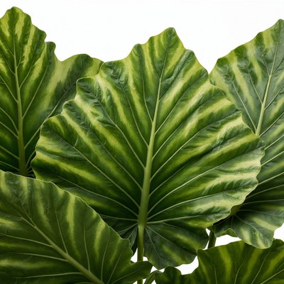Variegated Monstera Leaves on White