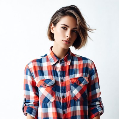 Woman in plaid shirt