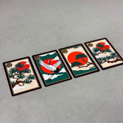 Four Japanese Crane Playing Cards