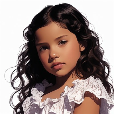 Portrait of young girl with curly hair