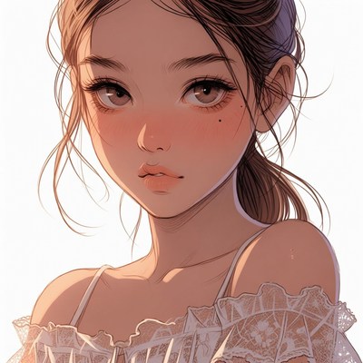 Anime girl with off-shoulder top