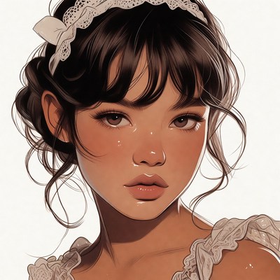 Asian woman with lace headband