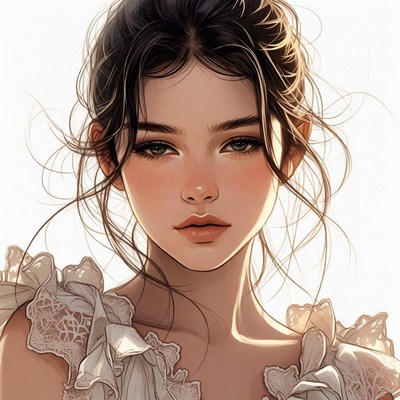 Beautiful Asian woman portrait illustration