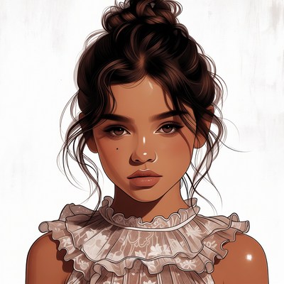 Beautiful woman with bun hairstyle