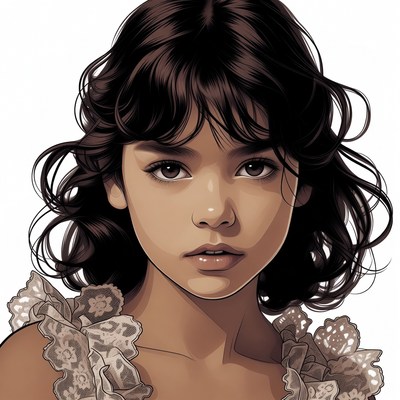 Anime girl with lace top