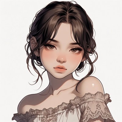 Anime girl with wavy dark hair
