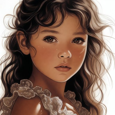 Portrait of cute girl with wavy hair