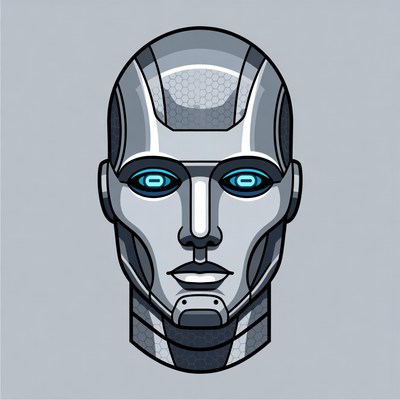 Futuristic Robot Head Illustration
