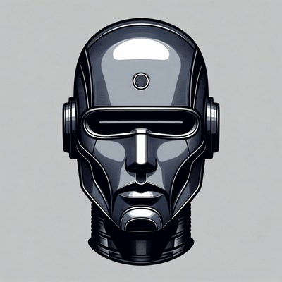 Futuristic Robot Helmet Head