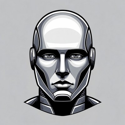 Bald Cyborg Man Portrait