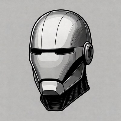 Silver Futuristic Robot Helmet
