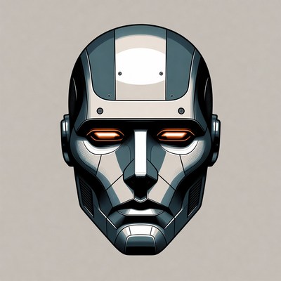 Futuristic Robot Helmet with Glowing Eyes