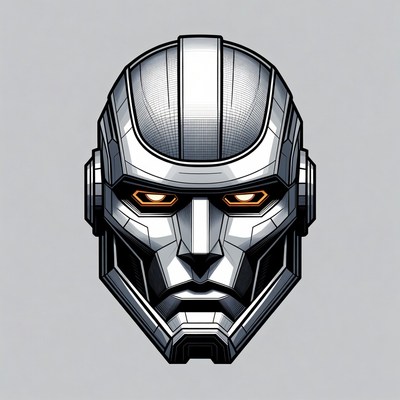 Silver Robot Head Illustration