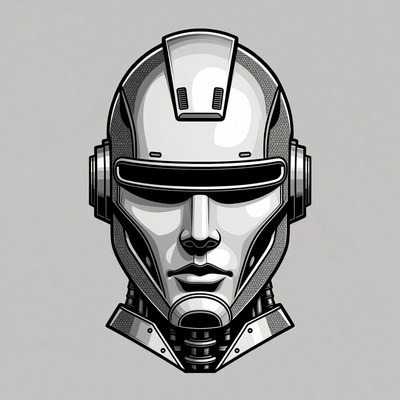 Silver Futuristic Robot Helmet Head
