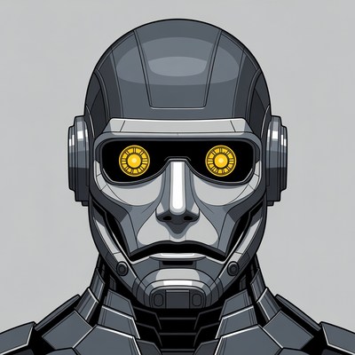 Cyberpunk Robot Head with Glowing Eyes