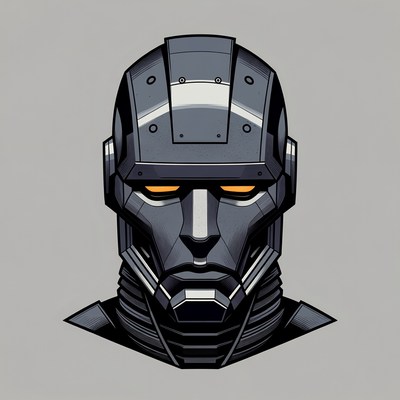 Futuristic Robot Helmet Closeup