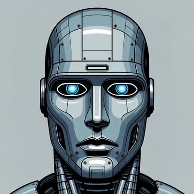 Futuristic Robot Head Portrait