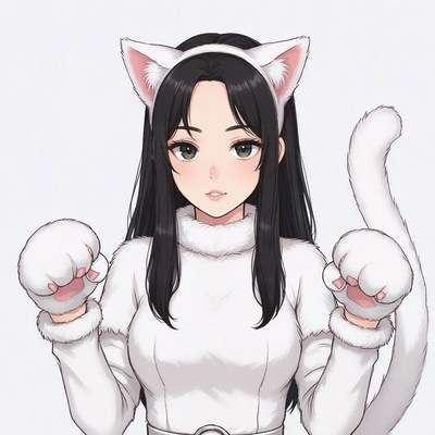 Anime girl in cat ears costume