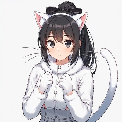 Anime girl in cat ears costume