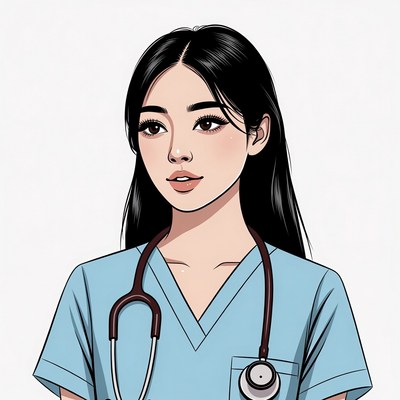 Asian nurse with stethoscope