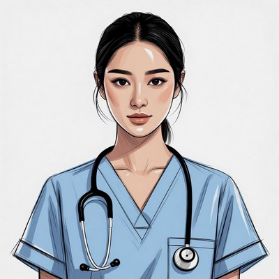 Asian nurse with stethoscope