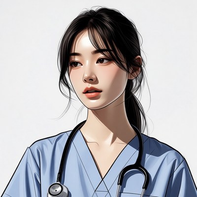 Asian nurse with stethoscope