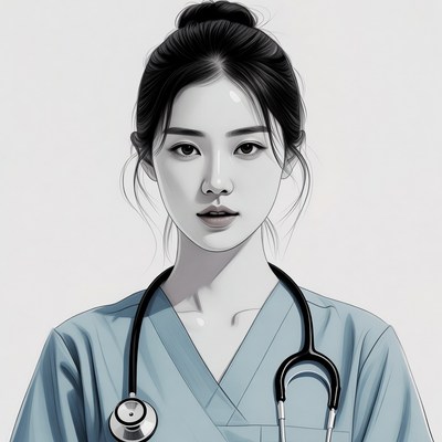 Asian nurse with stethoscope