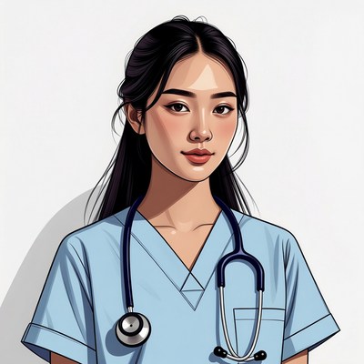 Asian nurse with stethoscope