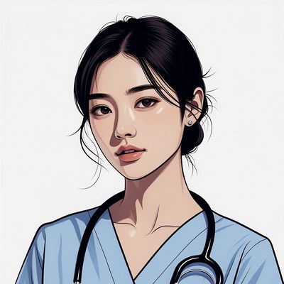 Asian woman nurse with stethoscope