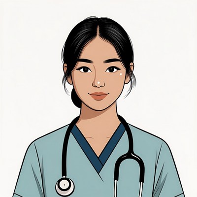 Asian nurse with stethoscope illustration