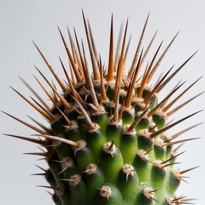 Spiky green cactus isolated on white