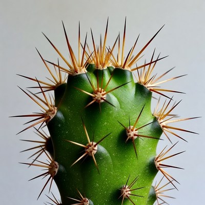 Spiny green cactus on white background