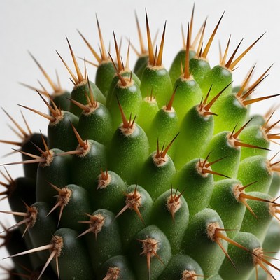 Close-up green spiny cactus